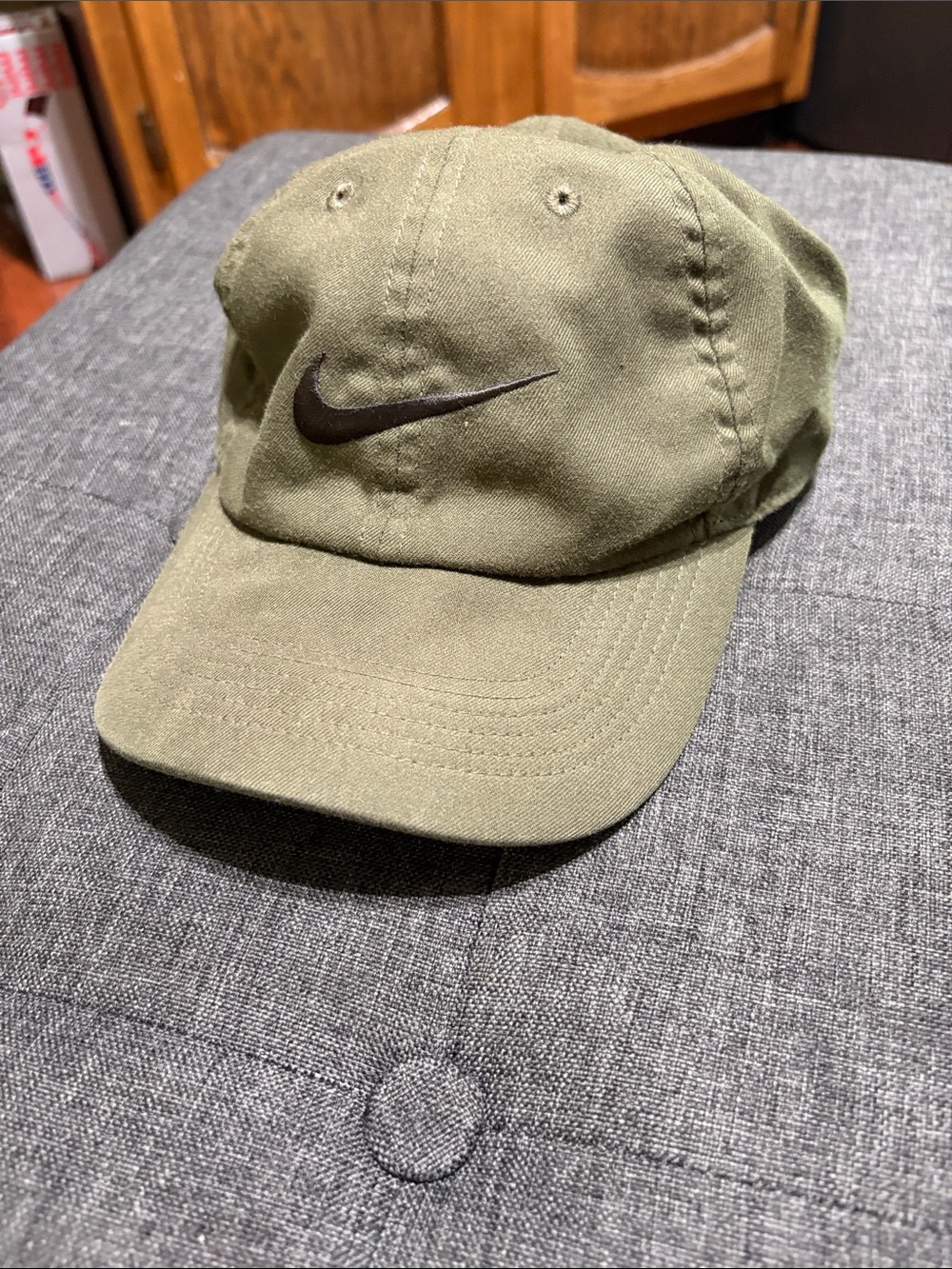 Nike Olive Baseball Cap with Black Swoosh - Men's Hat dri fit